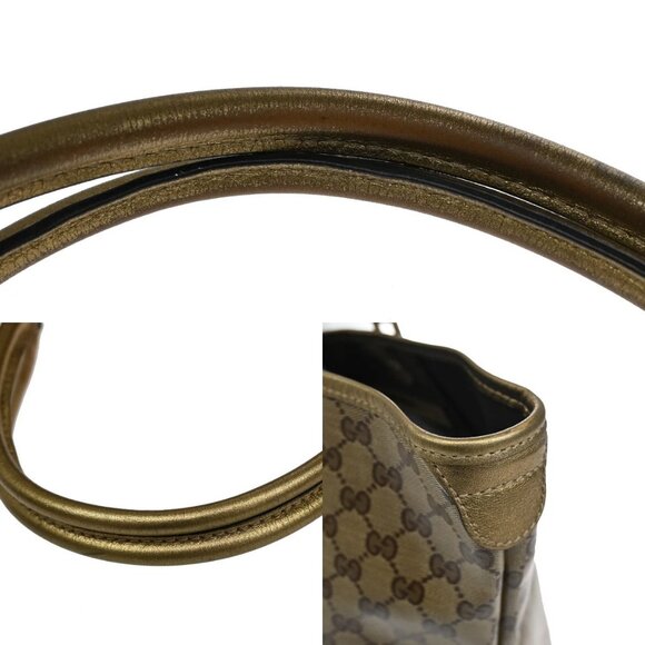GUCCI Crystal GG Pattern Shoulder Tote Bag Coating Canvas Leather Brown 30YH545 - Picture 8 of 16